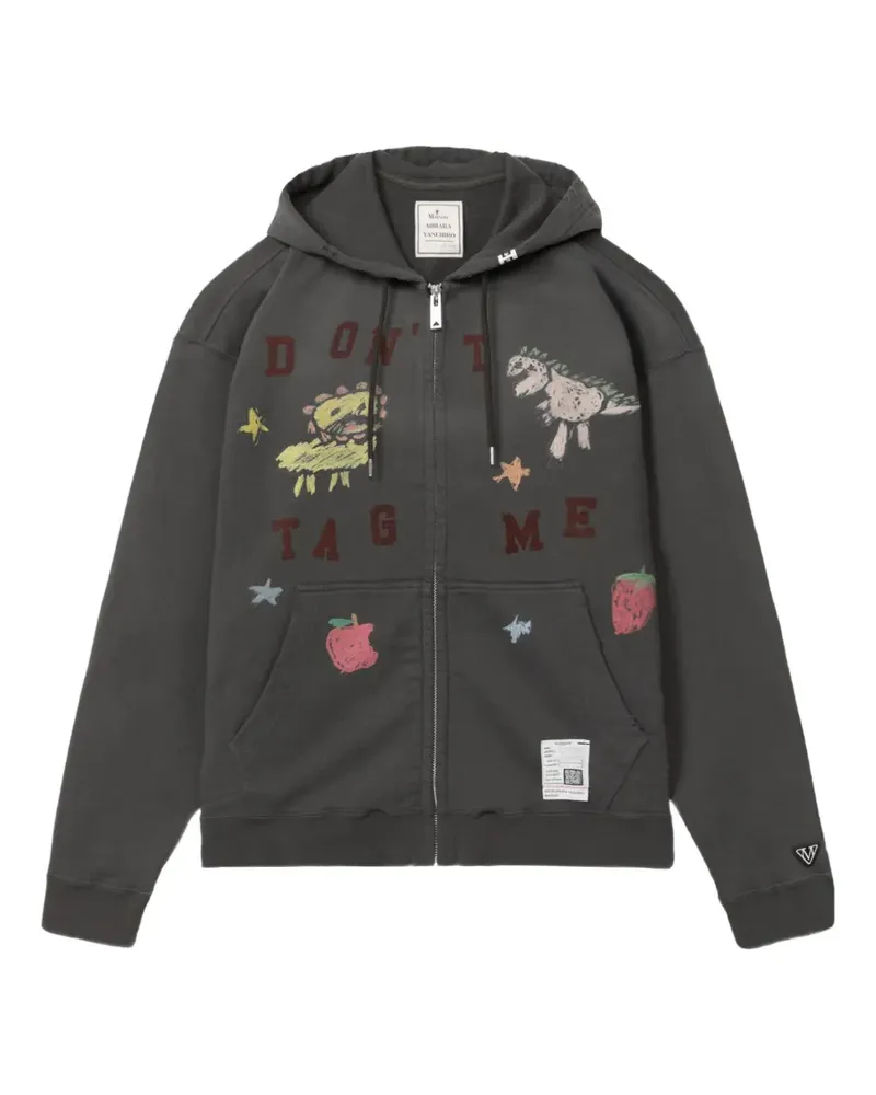 MIHARAYASUHIRO Kapuzenjacke mit Kritzel-Print - Schwarz Schwarz