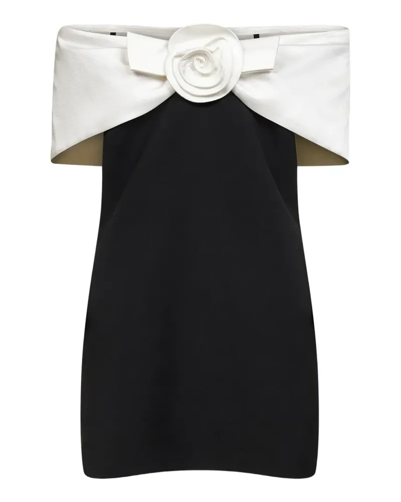 Self-Portrait flower-detail mini dress - Schwarz Schwarz