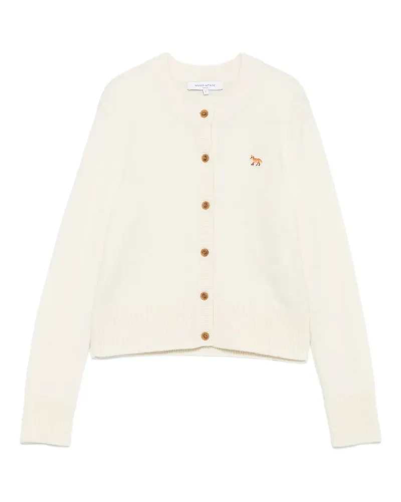 Kitsuné Lammwoll-Cardigan mit Fuchs-Stickerei - Nude Nude