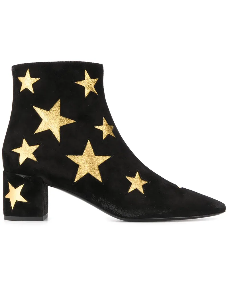 Saint Laurent Stiefeletten mit Stern-Patch - Schwarz Schwarz
