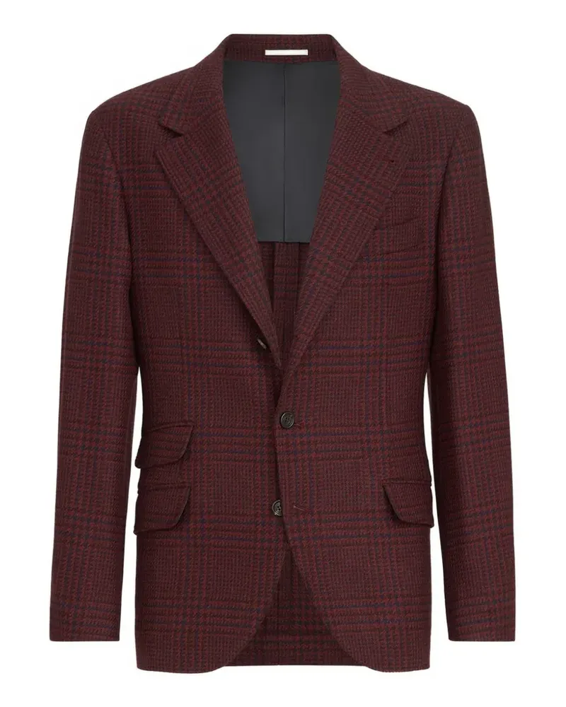 Brunello Cucinelli Prince of Wales Cavallo Blazer aus Kaschmir - Rot Rot