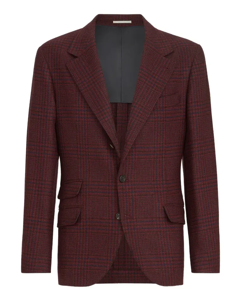 Brunello Cucinelli Prince of Wales Cavallo Blazer aus Kaschmir - Rot Rot