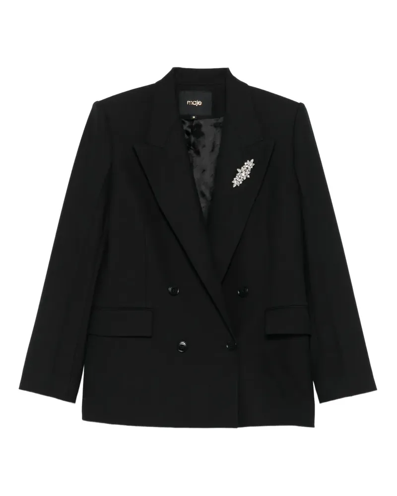 Maje Doppelreihiger Vayra Blazer mit Kristallen - Schwarz Schwarz