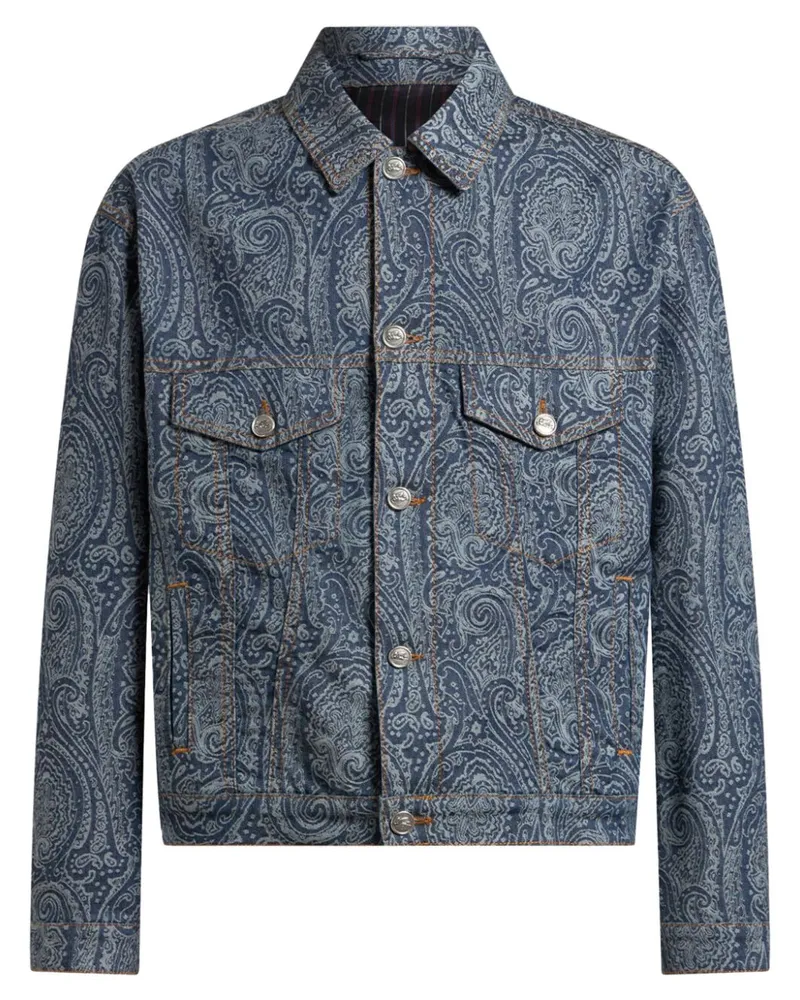 Etro Jeansjacke mit Paisleymuster - Blau Blau