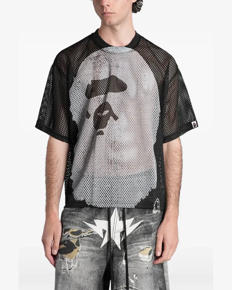 BAPE Ape Head mesh T-shirt - Schwarz Schwarz
