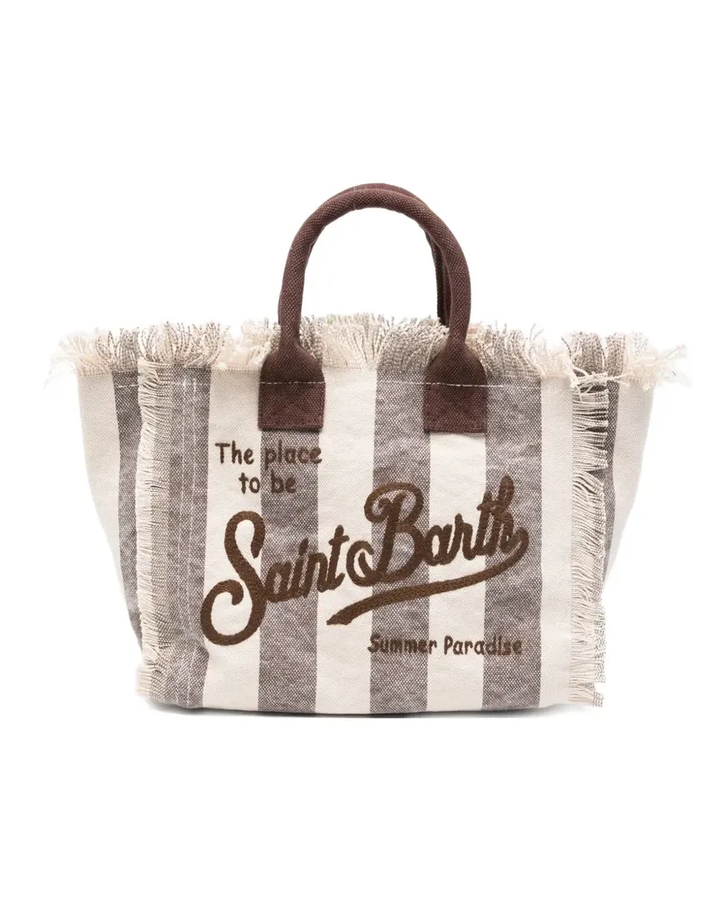 MC2 Saint Barth Colette striped frayed tote bag - Nude Nude