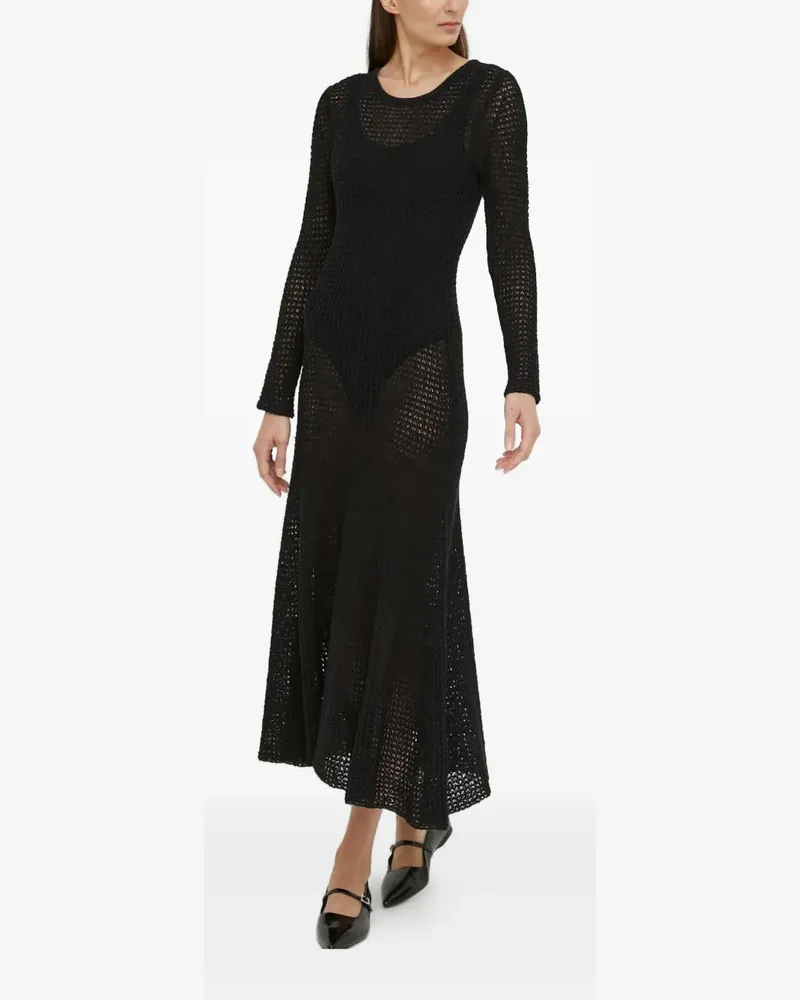 Samsøe & Samsøe Langärmeliges Sayasmine Midikleid - Schwarz Schwarz