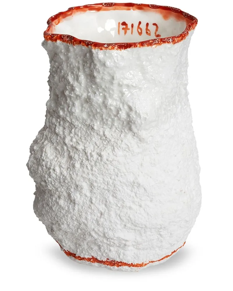 1882 Ltd Strukturiert Stegreif Vase 18cm - Weiß Weiß