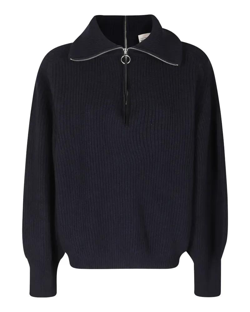 Semicouture ribbed-knit half-zip sweater - Blau Blau