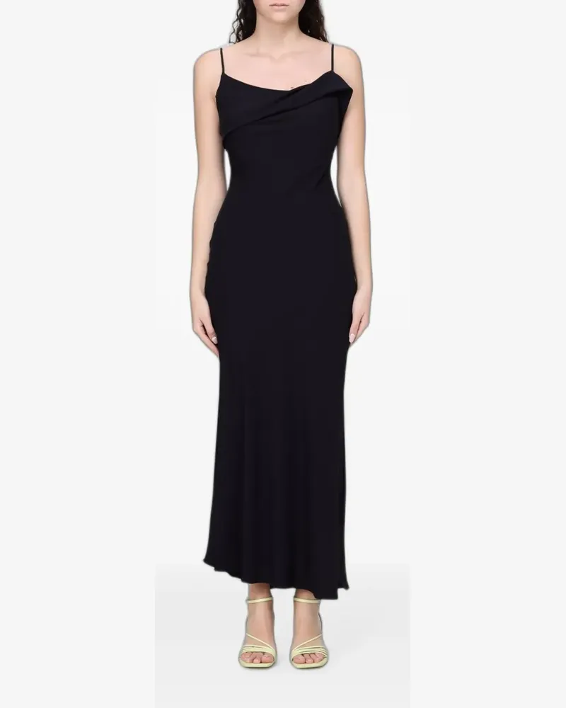 Hanita asymmetric-hem maxi dress - Schwarz Schwarz