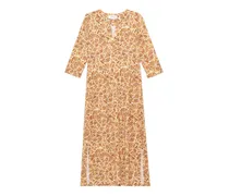 Midikleid mit Muschel-Print - Orange
