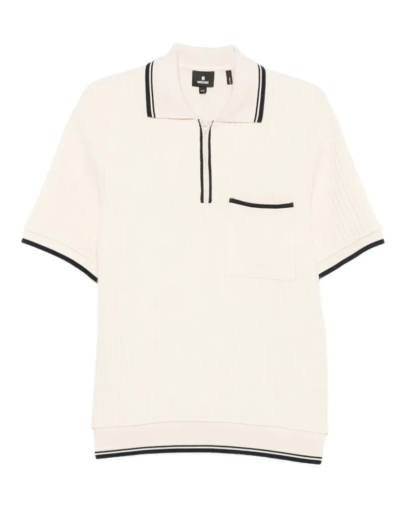 Mackage zip-neck ribbed-knit Polo shirt - Nude Nude