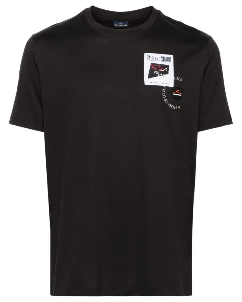 Paul & Shark T-Shirt mit Logo-Patch - Schwarz Schwarz