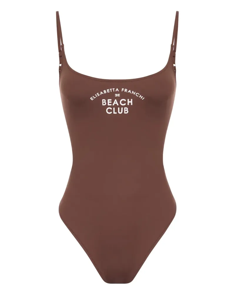 Elisabetta Franchi Badeanzug mit Logo-Print - Braun Braun