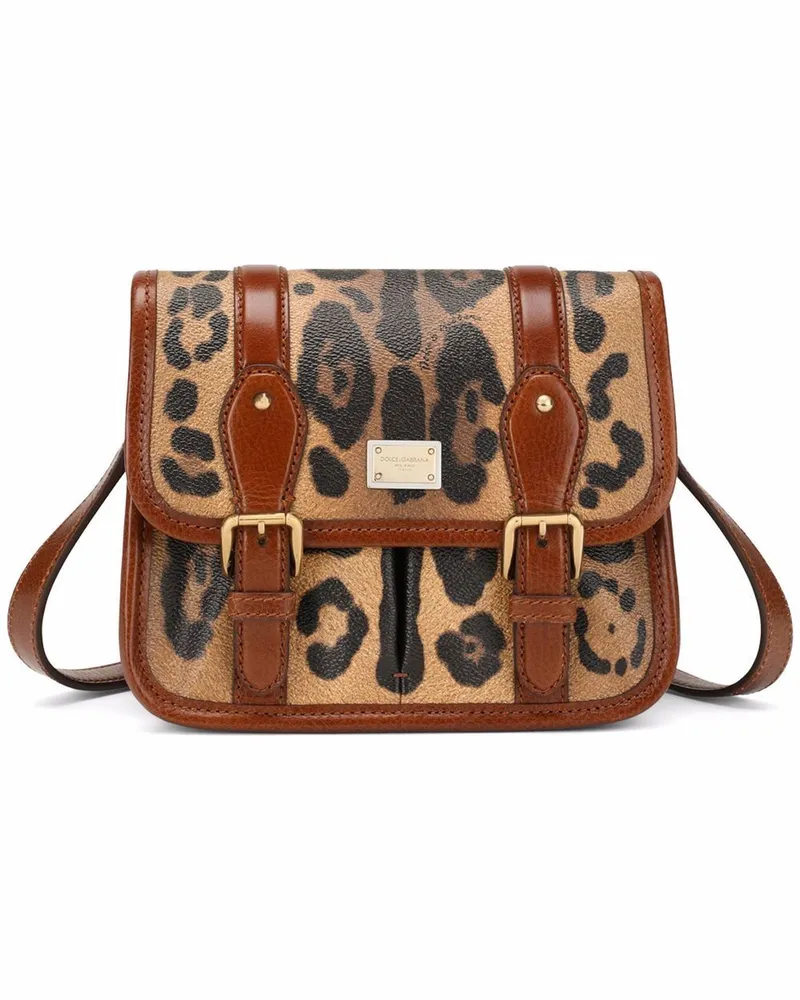 Dolce & Gabbana Kleine Crespo Kuriertasche mit Leoparden-Print - Braun Braun