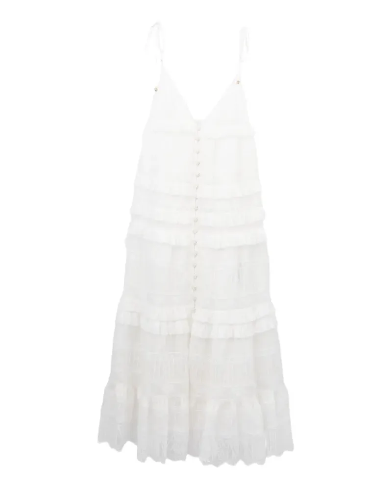 Zimmermann Kleid mit Rüschen - Weiß Weiß