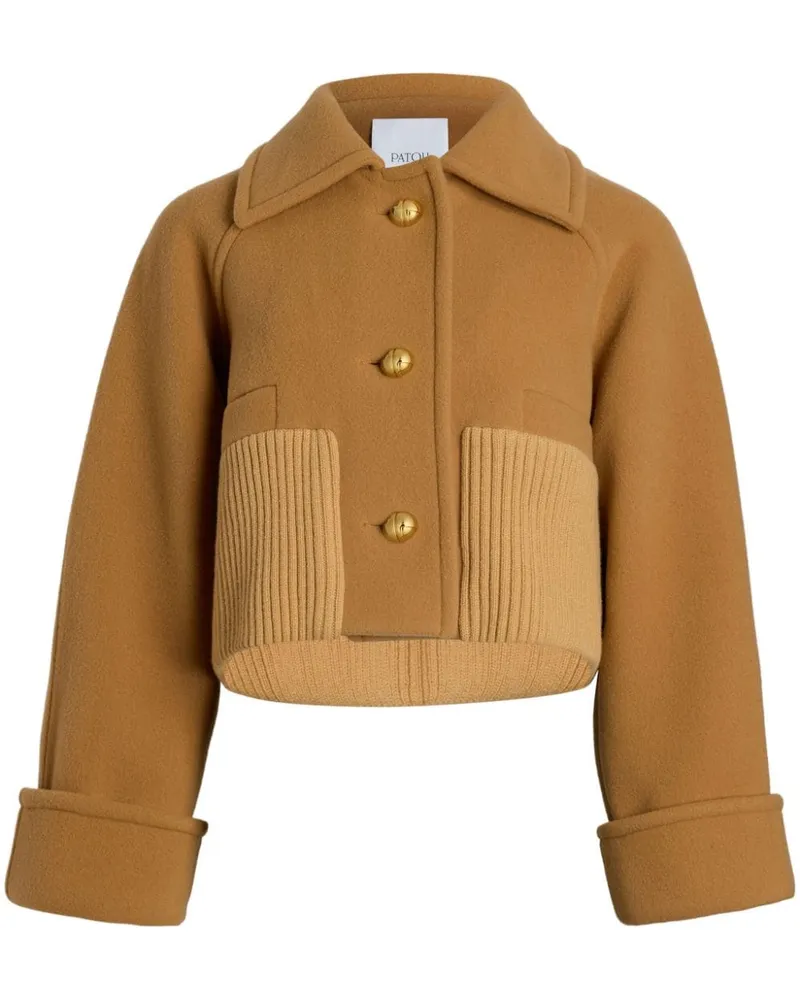 Patou Cropped-Mantel mit geripptem Bund - Braun Braun
