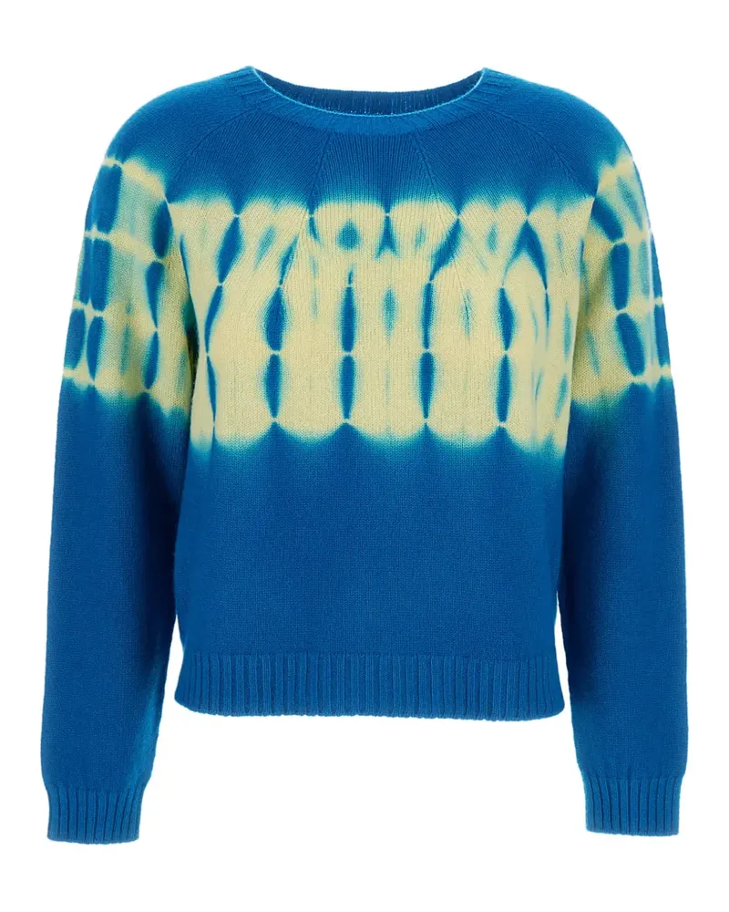 Suzusan Cropped-Pullover mit Batikmuster - Blau Blau