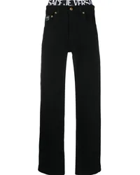 Versace Jeans Straight-Leg-Jeans mit Logo-Bund Schwarz