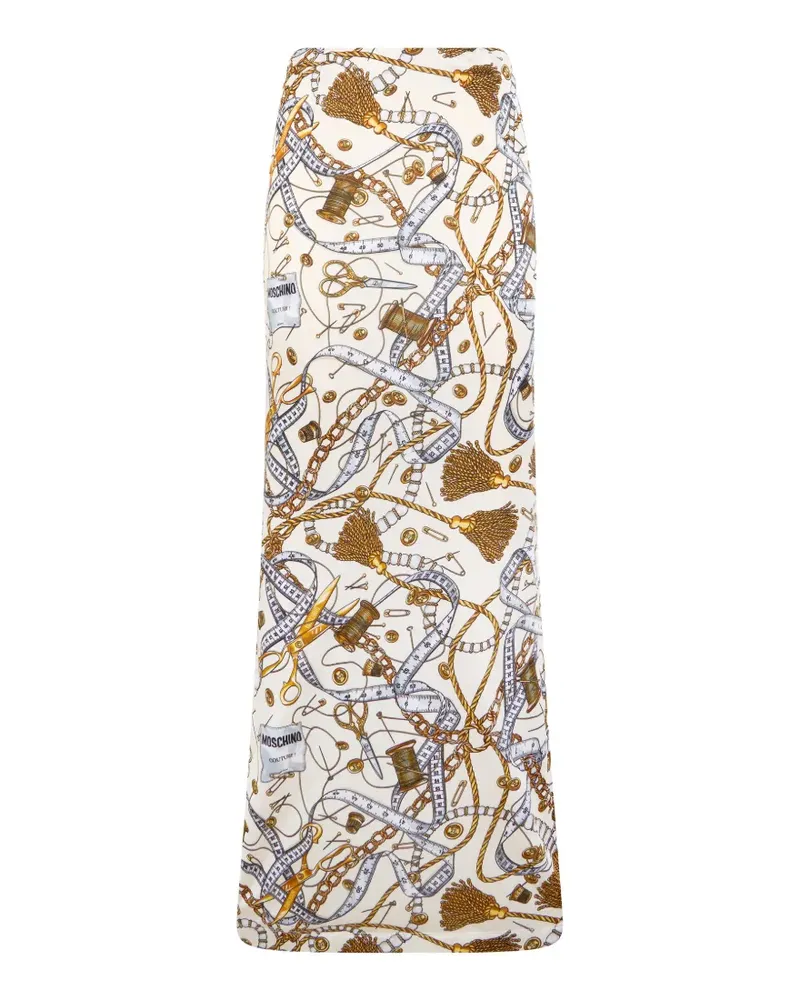 Moschino graphic-print maxi skirt - Nude Nude