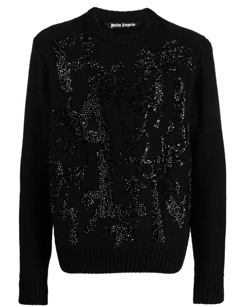 Palm Angels Pullover mit Kristallen - Schwarz Schwarz