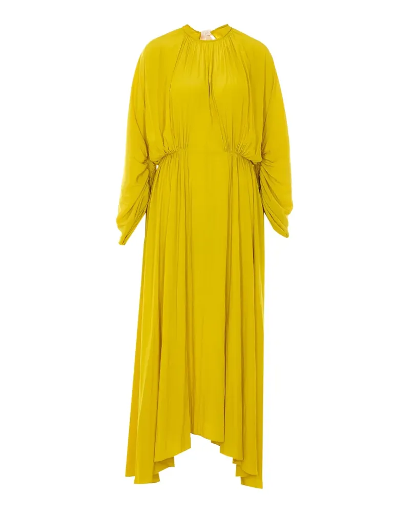 Lanvin Falten-Maxikleid mit Schnürung - Gelb Gelb