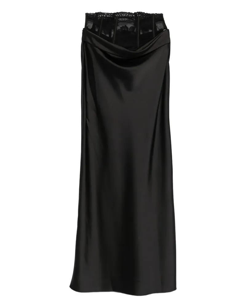 Seen Users Rock aus Satin mit Spitzeneinsatz - Schwarz Schwarz