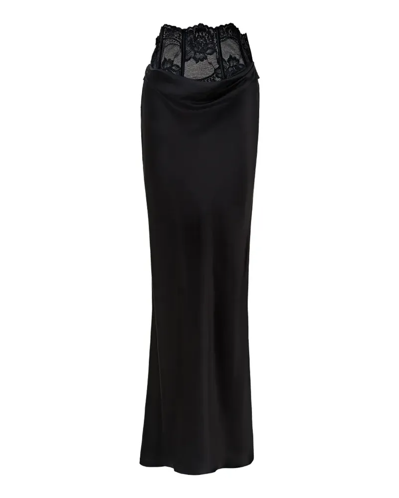 Seen Users Rock aus Satin mit Spitzeneinsatz - Schwarz Schwarz