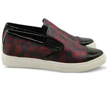 Slip-On-Sneakers mit Blumen-Print - Schwarz