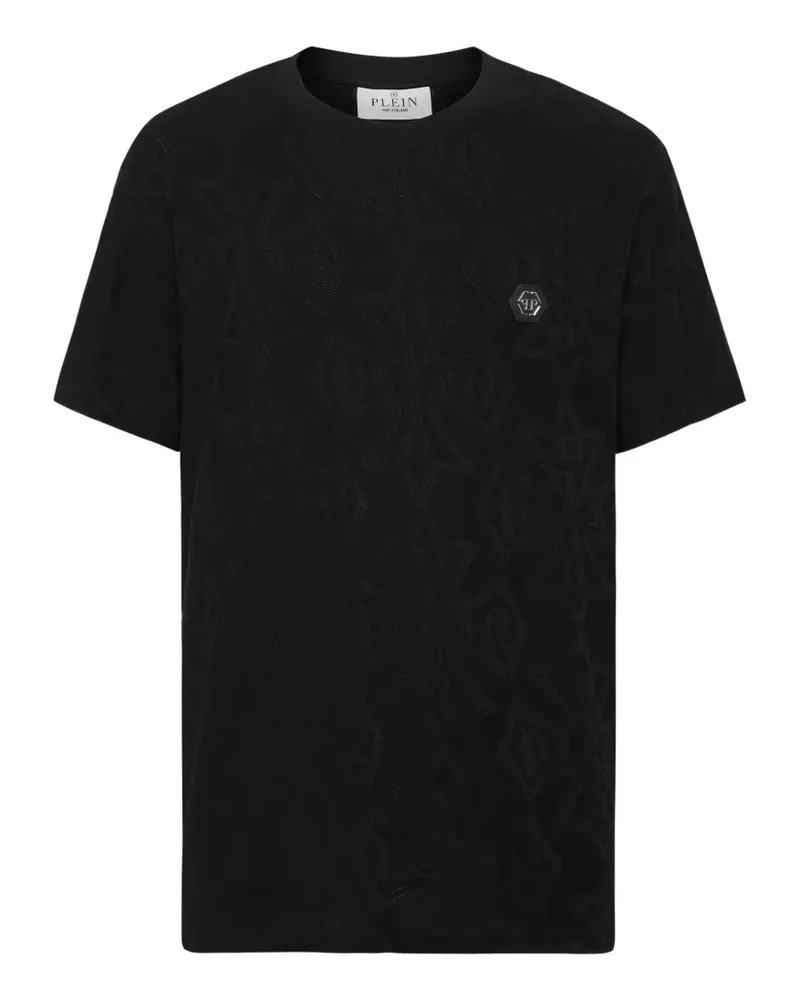 Philipp Plein T-Shirt mit Monogrammmuster - Schwarz Schwarz