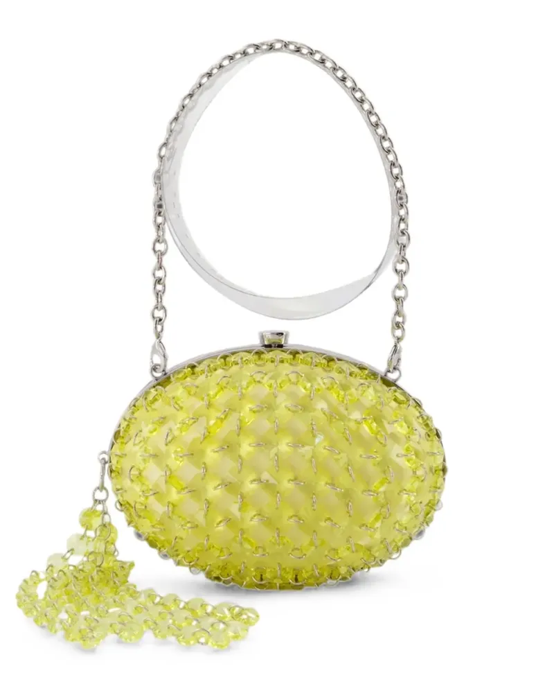 Self-Portrait crystal-embellished chain-link clutch bag - Gelb Gelb