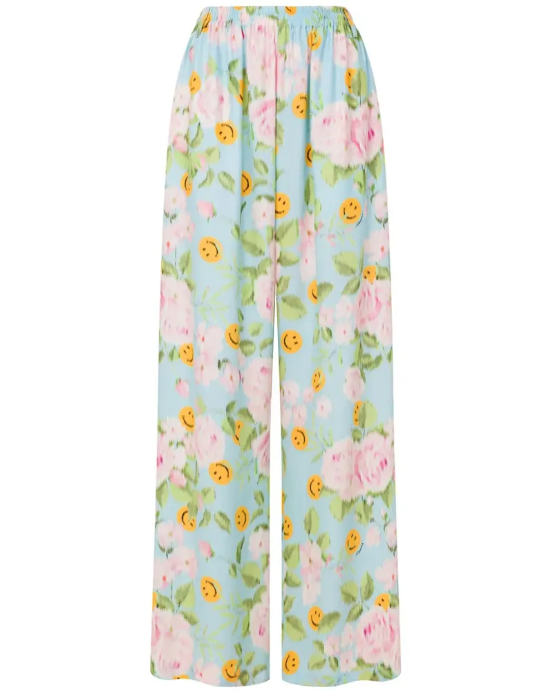 Moschino Palazzohose mit Blumen-Print - Blau Blau