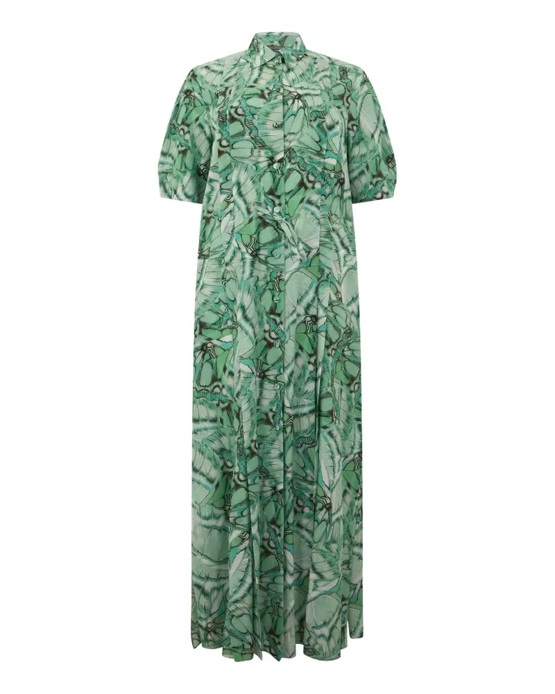Alberta Ferretti butterfly-print silk dress - Grün Grün