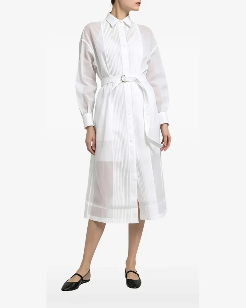 Brunello Cucinelli pleated belted shirt dress - Weiß Weiß