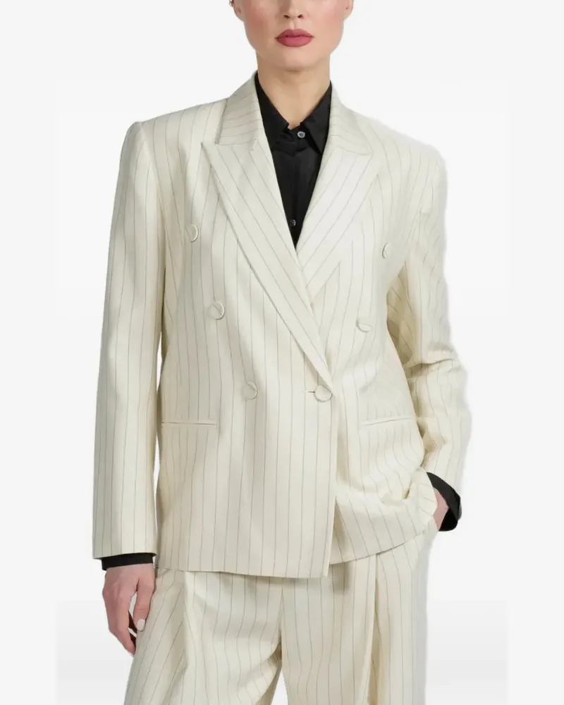 The Sei pinstriped double-breasted blazer - Nude Nude