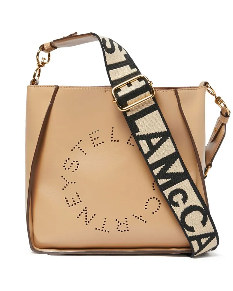 Stella McCartney Schultertasche mit perforiertem Logo - Nude Nude