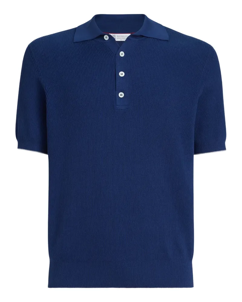 Brunello Cucinelli Poloshirt mit Knopfleiste - Blau Blau
