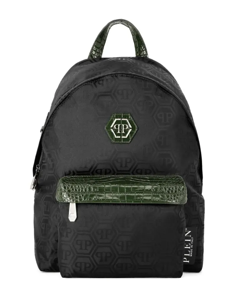 Philipp Plein Rucksack mit sechseckigem Monogramm - Schwarz Schwarz