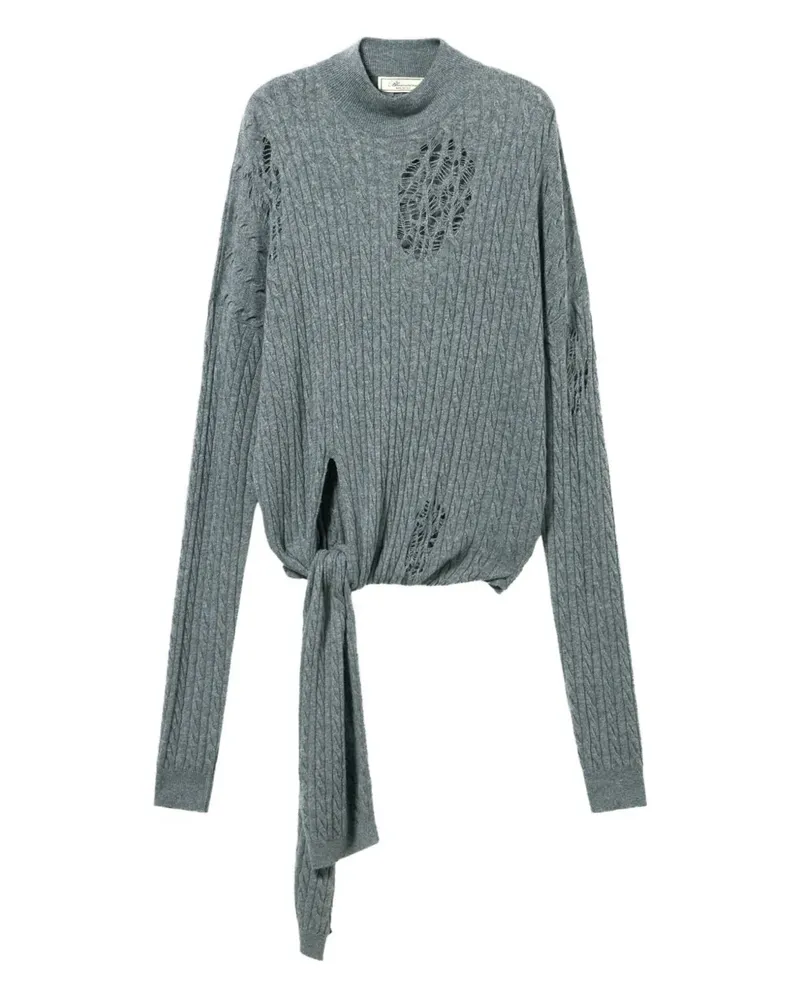 Blumarine Distressed-Pullover mit Zopfmuster - Grau Grau
