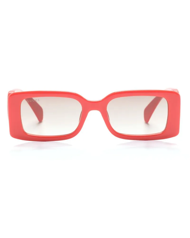 Gucci Eckige Sonnenbrille mit GG - Rot Rot