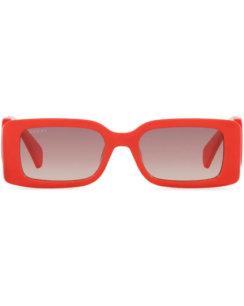 Gucci Eckige Sonnenbrille mit GG - Rot Rot