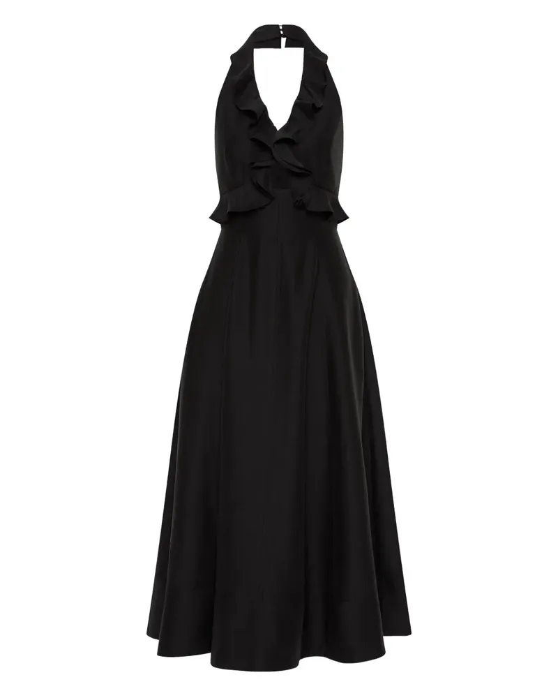 Rebecca Vallance Gerüschtes Sable Midikleid - Schwarz Schwarz