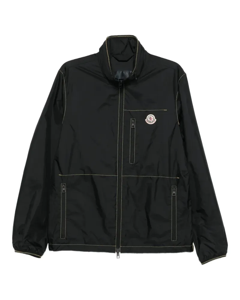 Moncler zip logo-patch jacket - Schwarz Schwarz