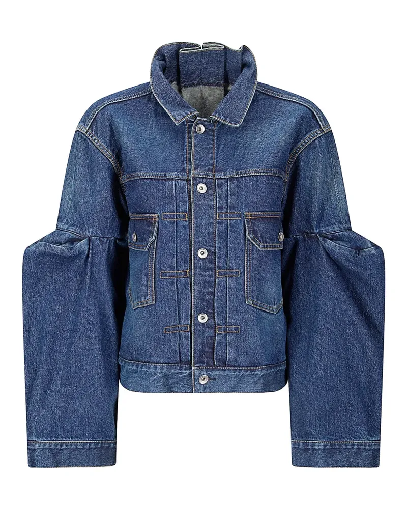 Sacai puff-sleeve denim jacket - Blau Blau