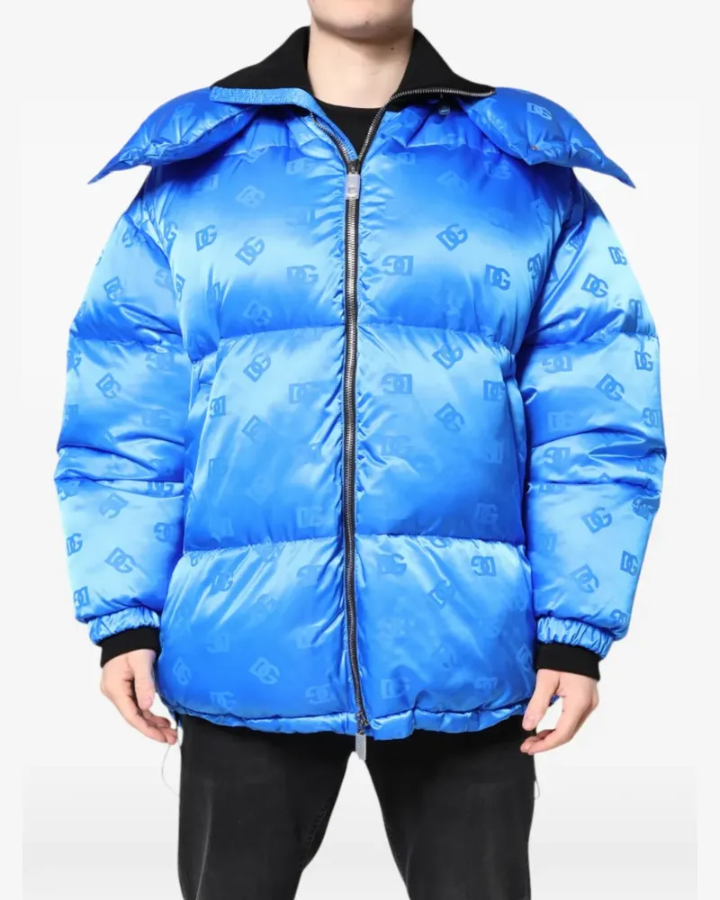 Dolce & Gabbana Gesteppte Jacke mit Logo-Print - Blau Blau