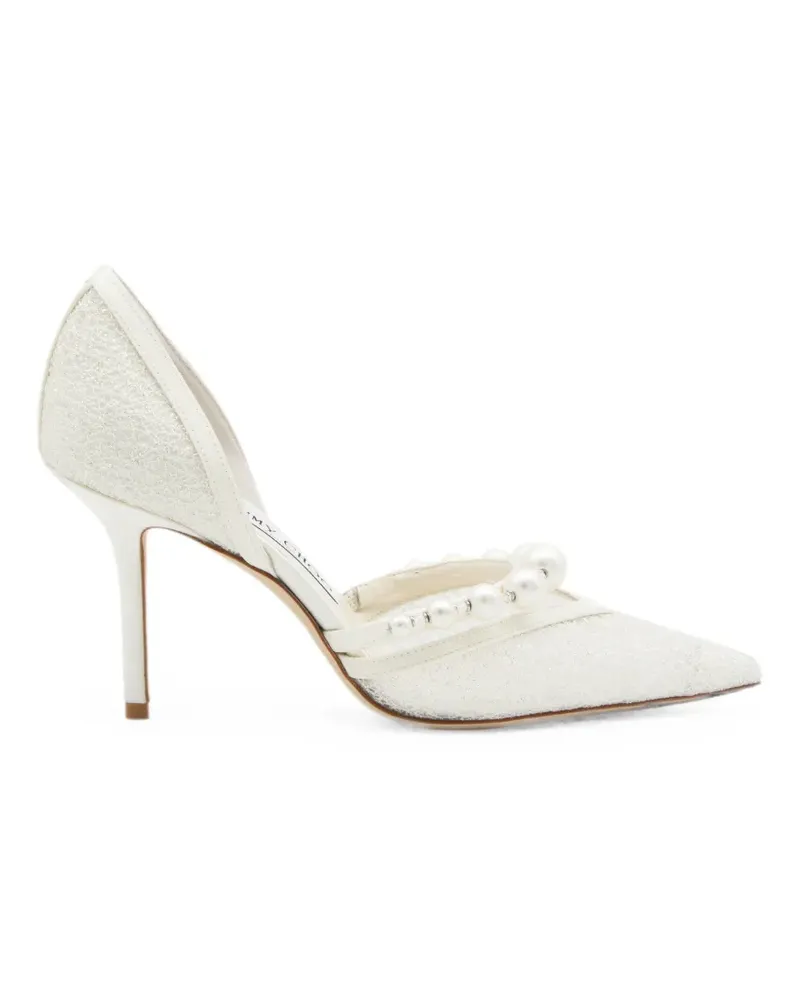 Jimmy Choo Aurelie 85 Pumps mit Perlenverzierung - Weiß Weiß
