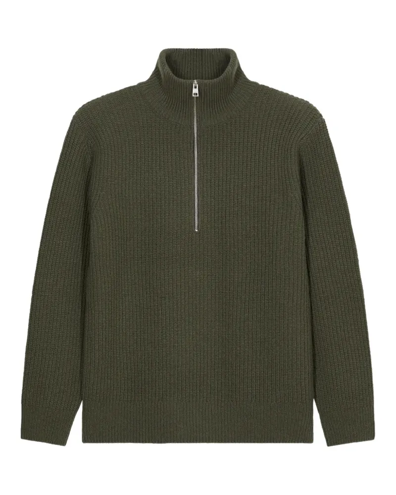 Closed Gerippter Pullover mit Reißverschluss - Grün Grün
