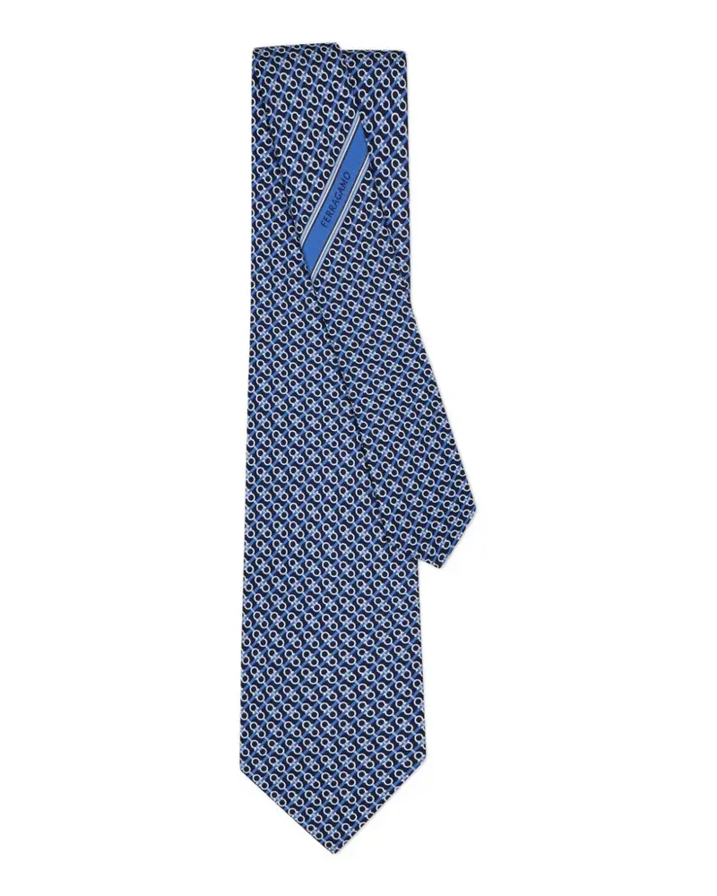 Ferragamo Seidenkrawatte mit Gancini-Print - Blau Blau