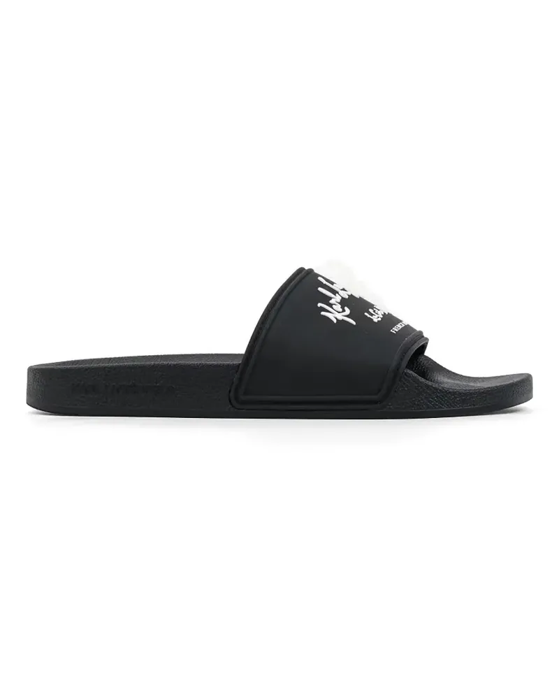Karl Lagerfeld logo-print slides - Schwarz Schwarz