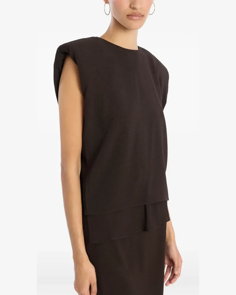 ROTATE Birger Christensen two layer boxy vest - Braun Braun